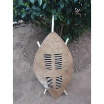 Brown Zulu Traditional Cultural Shield, African Warrior Hat - £121.92 GBP
