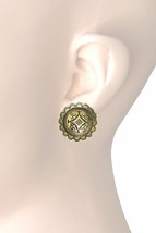 7/8"  Small Tribal Ethnic Style Antique Gold Casual Everyday Clip On Earrings - £9.91 GBP