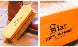 Large STAR Pro 8&quot; Shoe SHINE BRUSH Light color Heather Brown Horsehair B... - £69.97 GBP