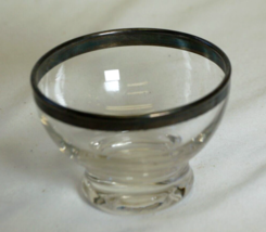 Clear Glass Sherbet Dish Silver Band Weighted Bottom - $12.86