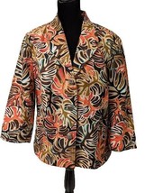 R.Q.T. Womens Retro Style Palm Leaf Print Long Sleeve Jacket Blazer X-Large - £23.70 GBP