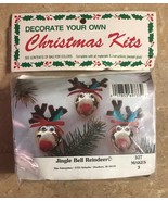 Vintage NIP Christmas Ornament Kit - Jingle Bell Reindeer SET of 3 #97-33 - £3.93 GBP
