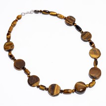 Natural Tiger Eye Gemstone Smooth Beads Necklace 5-19 mm 17&quot; UB-7112 - £8.74 GBP