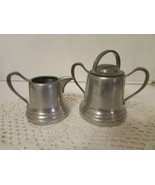 VINTAGE ROGERS SOLID PEWTER SUGAR BOWL WITH LID AND MATCHING CREAMER 1187  - $9.85