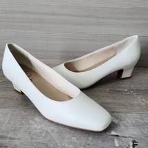 Life Stride Womens Pump Shoes Mid Block Heels Jade White Leather Slip On Sz 8.5C - £29.42 GBP