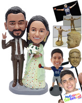 Personalized Bobblehead Cool couple making a rock and roll sign and female on a  - £124.69 GBP