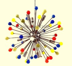 1950s Design Multicolor Solid Beaded Sputnik Brass Chandelier 10Light Sea urchin - £443.95 GBP
