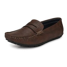 Mens Loafers faux leather elegant Casual Shoes US size 7-11 Brown Dell - $32.13
