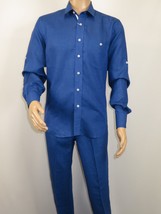 Men INSERCH premium Soft Linen Breathable 2pc Walking Leisure suit LS29116 Royal image 2