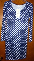 Baluoke Navy Blue Poka Dot Long Sleeve Knit Dress Size S NWT - $9.99