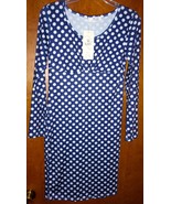 Baluoke Navy Blue Poka Dot Long Sleeve Knit Dress Size S NWT - $13.66 CAD