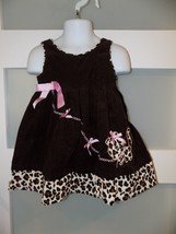 Blueberi Boulevard Brown W/Leopard Print Dress Size 2T Girl&#39;s EUC - £13.30 GBP