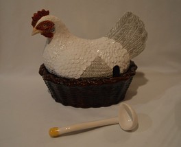 Bordallo Pinheiro Portugal Large Majolica Chicken Hen On Nest Tureen With Ladle - £98.92 GBP