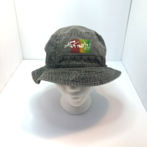 Toppers VTG Graffiti Affinity Gray Denim Jean Floppy Bucket Hat Cap Hong Kong - £10.26 GBP