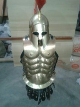 Medieval Muscle Armour Jacket With Red Plume Greek Helmet  Reenactment costume - £178.50 GBP
