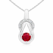 ANGARA Ruby Infinity Knot Pendant with Diamonds in 14K Solid Gold | 18&quot; Chain - £1,356.43 GBP