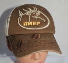 Men&#39;s RMEF Volunteer Brown Beige Outdoor Cap One Size Adjustable Strapback - $186.75 MXN