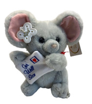 Russ Get Well Grey Mouse with plastic and paper hang tag One Mice Plush  - £12.29 GBP