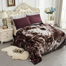 Blanket Wolf Printed Raschel Coral Fleece Velvet Embossed Design High Quality - £73.25 GBP