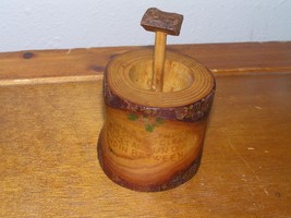 Rustic Vintage Cabin Ware Small Carved Wood Toothpick Holder with Saying... - £6.75 GBP