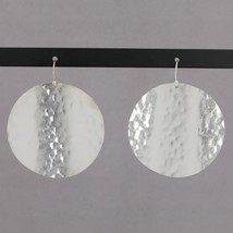 Retired Silpada MOONGLOW Huge Hammered Sterling Wavy Disc Dangle Earring... - £54.00 GBP