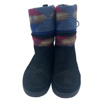 TOMS Nepal Boots Aztec Black Leather Faux Fur Lined Sock Womens 6.5 - £30.53 GBP