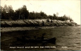 RPPC Canoe on Pine River Father Foley&#39;s Camp For Boys Minnesota MN Postcard D1 - £10.64 GBP