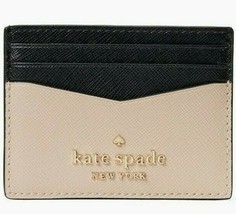 Kate Spade Staci Colorblock Small Slim Card Holder Beige Black WLR00125 NWT $79 - £19.84 GBP