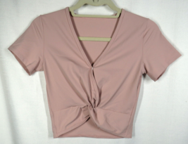 Halara Pale Pink Short Sleeve Twist Front Cropped Yoga Active Top Size S... - $12.99