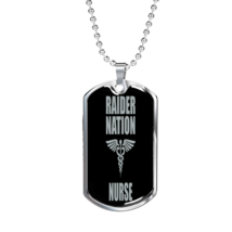 Raider Nurse Dog Tag Necklace Stainless Steel or 18k Gold Dog Tag W 24&quot; - £38.11 GBP+