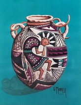 RARE Signed Georgine Morelli FLUTE PLAYER 5 Southwest Native American Art Print - £303.70 GBP