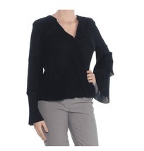 INC International Concepts Black Gauze Surplice Pullover Top Rayon Blous... - $29.00