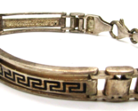925 Sterling Silver Greek Key Panel Link Bracelet 7 5/8&quot; long  - $58.41