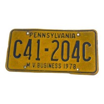 Vintage 1978 Pennsylvania License Plate M.V. Business C41-204C Penna Ret... - $28.04