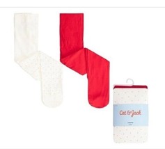 Cat &amp; Jack Girls&#39; 2T-3T Tights 2 Pairs Red &amp; White - £7.65 GBP