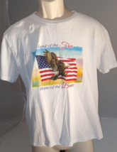 Land of the Free T Shirt Home of the Brave Mens Sz Large White  - £7.59 GBP
