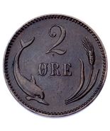 1891 Denmark 2 Ore Coin In AU, KM# 793.1 - $94.59