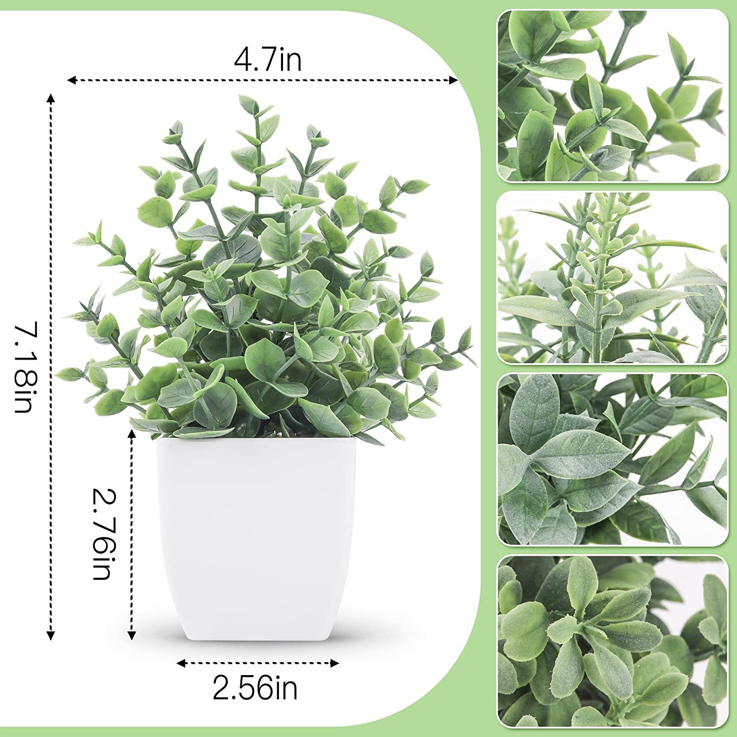 Der Rose 4 Packs Fake Plants Mini Artificial Greenery Potted Plants For ...
