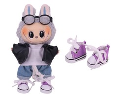 Purple Doll Sneakers for Labubu 17cm Lace-Up Canvas Shoes(1 Pair) No Dol... - $13.95