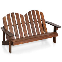 2 Person Adirondack Chair Kid Solid Wood Loveseat Backrest Arm Rest Pati... - $135.99