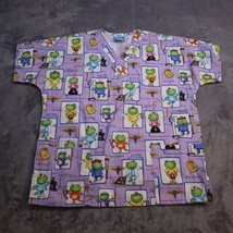 Scrub HQ Nurse Top Printed Shirt Short Sleeve Purple Caring Uniform Wome... - $23.74