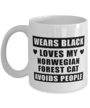 Norwegian Forest Cat Coffee Mug - Wears Black Loves My Cat Avoids People - 11  - £11.92 GBP