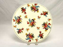 12&quot; Ceramic Trivet, Colorful Blooming Flowers, Gold Trim, Vintage, Made ... - $29.35