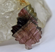 27X18 Mm Natural Multi Tourmaline Carved Leaf 10.68 Cts Gemstone Ring Pendant - £111.63 GBP