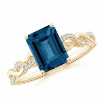 ANGARA Emerald-Cut Solitaire London Blue Topaz Infinity Twist Ring - £524.35 GBP