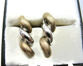 VTG 925 Gold Plated Sterling Silver Two Tone Twist Post Earrings - £27.36 GBP