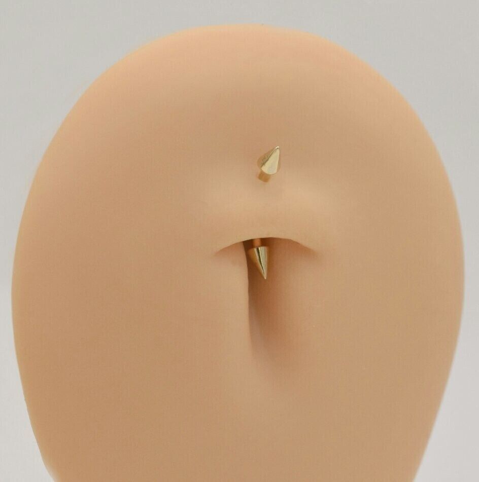 14K Solid Gold Spike Cone Rook Piercings Eyebrow Piercings Barbell Ear P... - $217.79