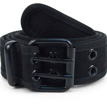 Mens Double Grommet Hole Canvas Belt Black Large - $19.80
