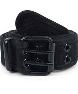 Mens Double Grommet Hole Canvas Belt Black Large - $19.80