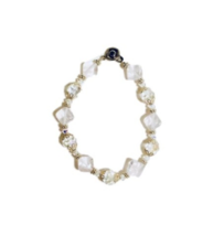Vintage Women&#39;s Crystal Glass Faceted Bead Bangle Bracelet - $99.72 MXN